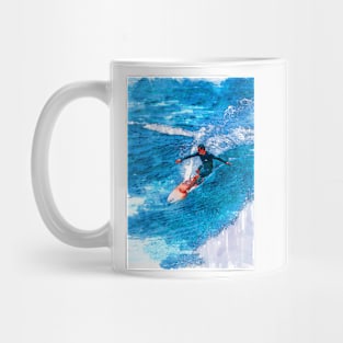 Surfer Chasing Blue Waves Mug